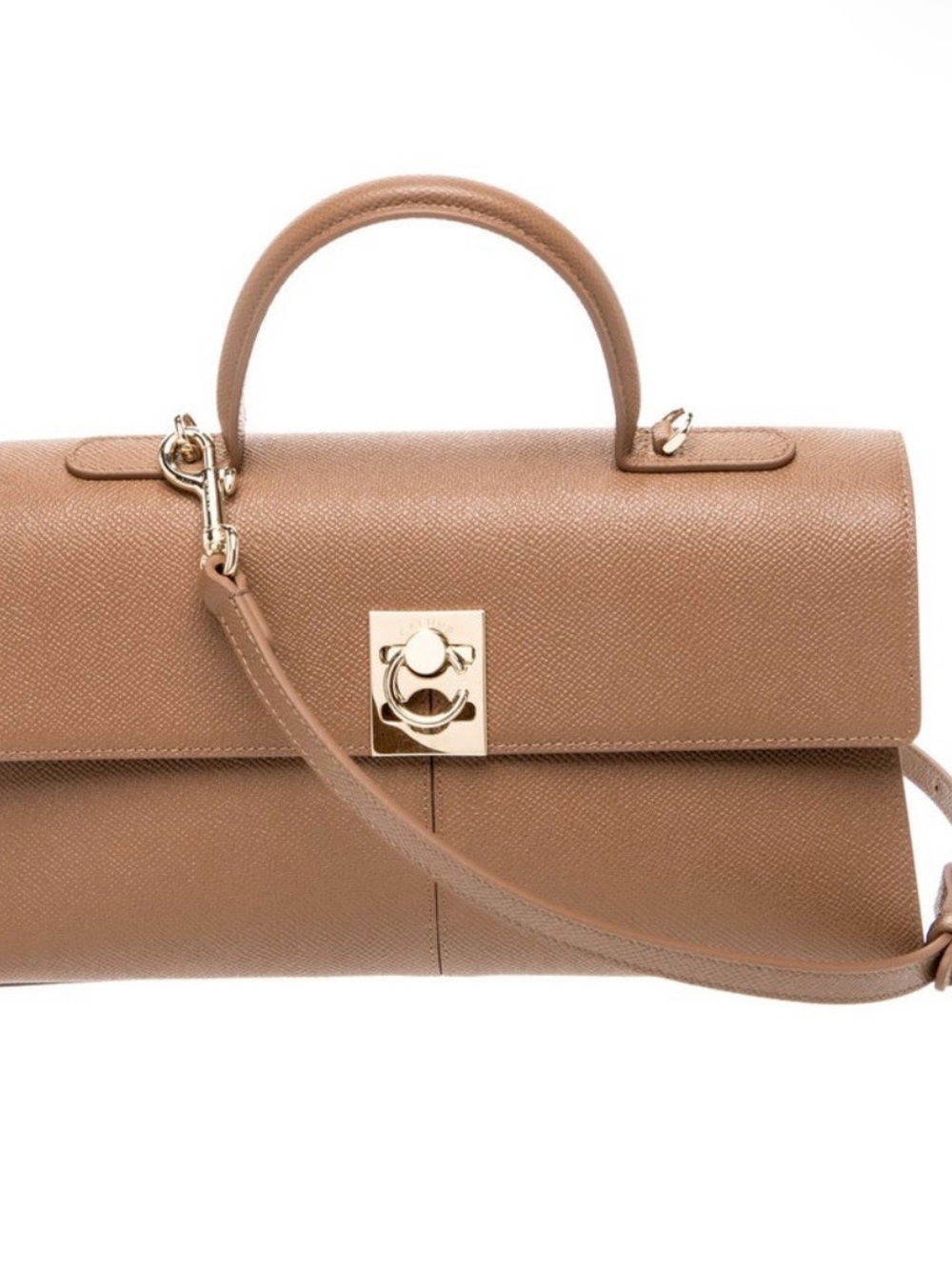 Cafuné Stance Bag Brown Leather Top Handle Crossbody Gold Hardware